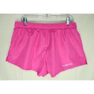 Bebe Running Gym Shorts Pink Women's XL Elastic Waist Lined Vented Polyester EUC